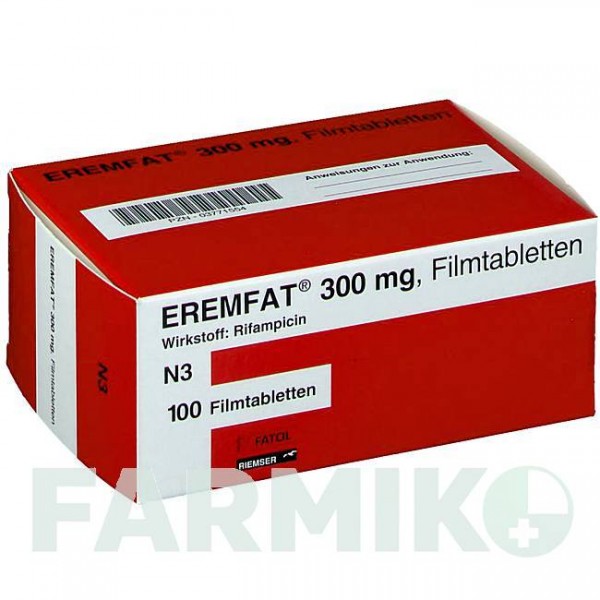ЭРЕМФАТ (EREMFAT) 300 мг таблетки 100 шт - Рифампицин ESTEVE PHARMACEUTICALS