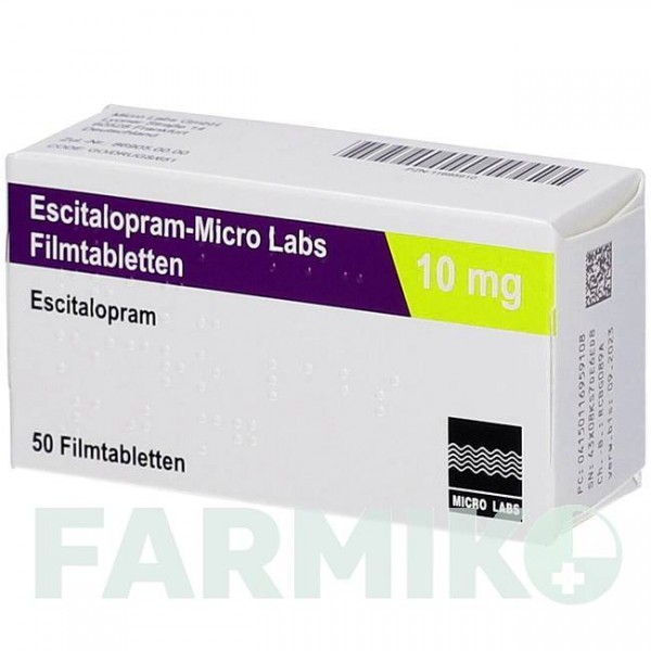 ЕСЦИТАЛОПРАМ (ESCITALOPRAM) 10 мг таблетки 50 шт - Есциталопрам MICRO LABS