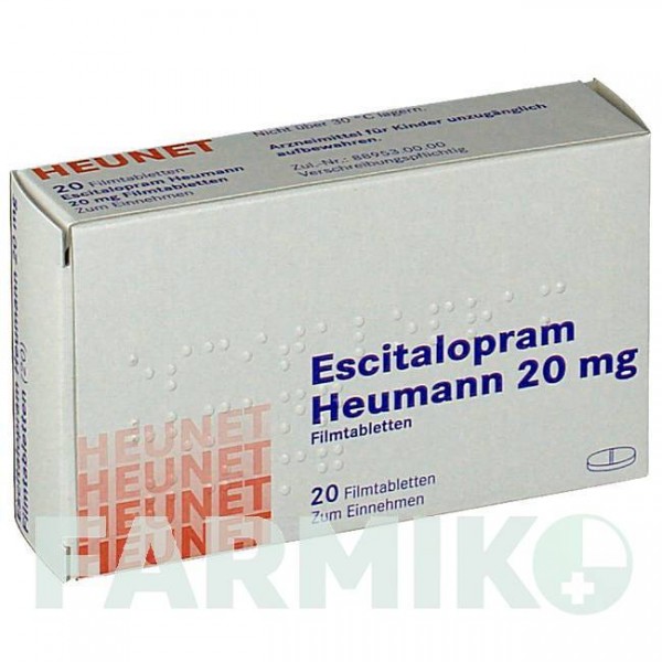 ЕСЦИТАЛОПРАМ (ESCITALOPRAM) 20 мг таблетки 20 шт - Есциталопрам HEUNET PHARMA