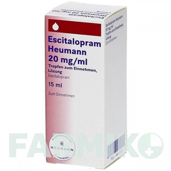 ЕСЦИТАЛОПРАМ (ESCITALOPRAM) 20 мг/мл краплі 15 мл - Есциталопрам HEUMANN PHARMA