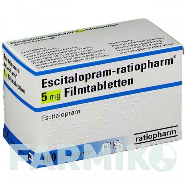 ЕСЦИТАЛОПРАМ (ESCITALOPRAM) 5 мг таблетки 100 шт - Есциталопрам RATIOPHARM