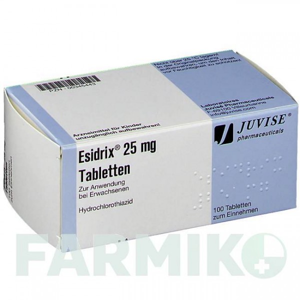 ЕЗІДРЕКС (ESIDRIX) таблетки 100 шт - Гідрохлоротіазид LABORATOIRES JUVISE PHARMACEUTICALS