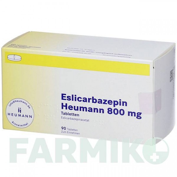 ЕСЛІКАРБАЗЕПІН (ESLICARBAZEPIN) 800 мг таблетки 90 шт - Еслікарбазепін HEUMANN PHARMA