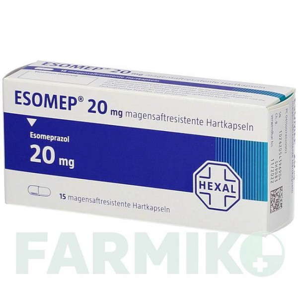 ЕЗОМЕП (ESOMEP) 20 мг капсули 15 шт - Езомепразол HEXAL
