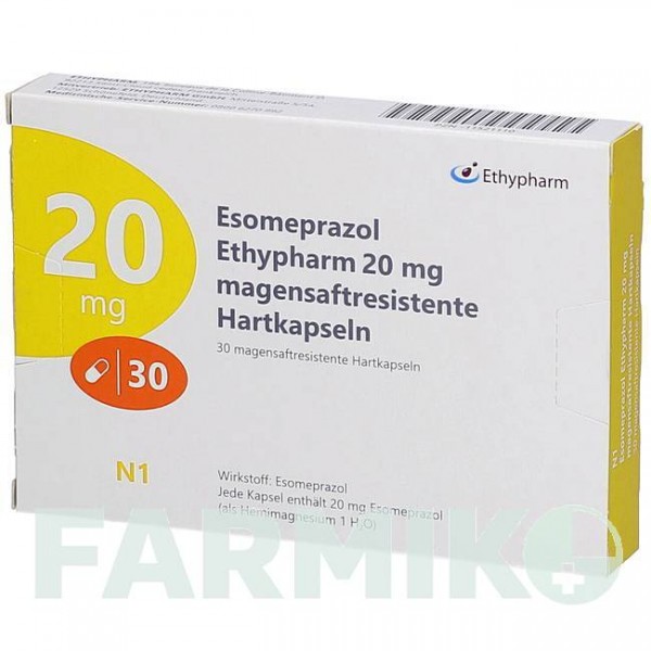 ЭЗОМЕПРАЗОЛ (ESOMEPRAZOL) 20 мг капсулы 30 шт - Эзомепразол ETHYPHARM
