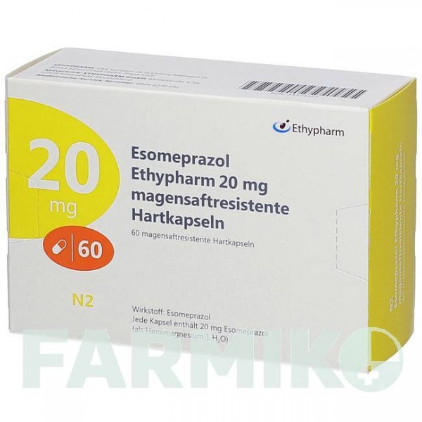 ЭЗОМЕПРАЗОЛ (ESOMEPRAZOL) 20 мг капсулы 60 шт - Эзомепразол ETHYPHARM