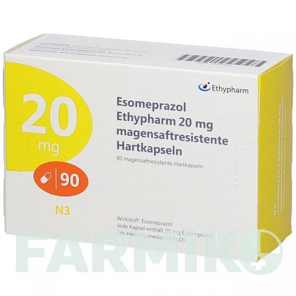 ЭЗОМЕПРАЗОЛ (ESOMEPRAZOL) 20 мг капсулы 90 шт - Эзомепразол ETHYPHARM