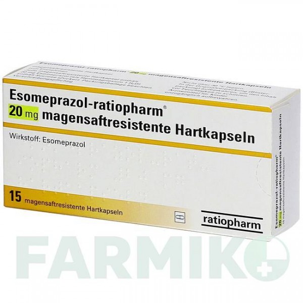 ЭЗОМЕПРАЗОЛ (ESOMEPRAZOL) 20 мг капсулы 15 шт - Эзомепразол RATIOPHARM
