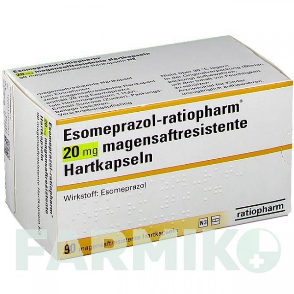 ЭЗОМЕПРАЗОЛ (ESOMEPRAZOL) 20 мг капсулы 90 шт - Эзомепразол RATIOPHARM