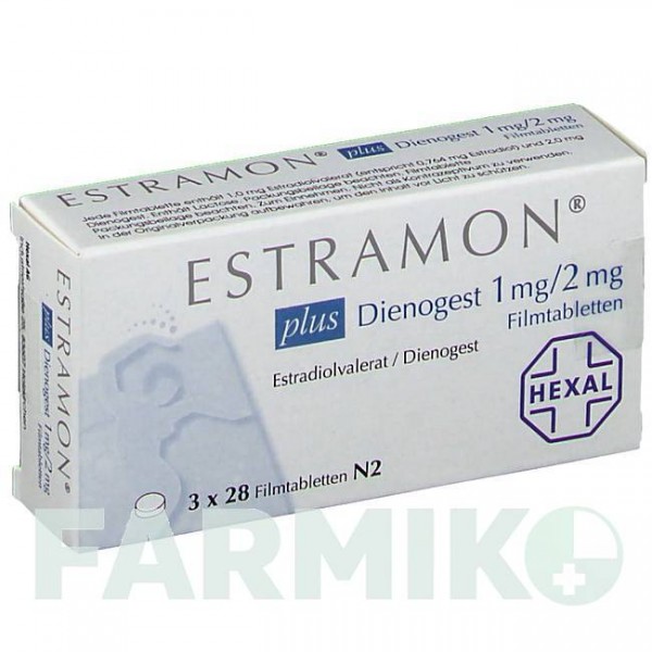 ЭСТРАМОН (ESTRAMON) 1 мг/2 мг таблетки 3x28 шт - Диеногест, Эстроген HEXAL