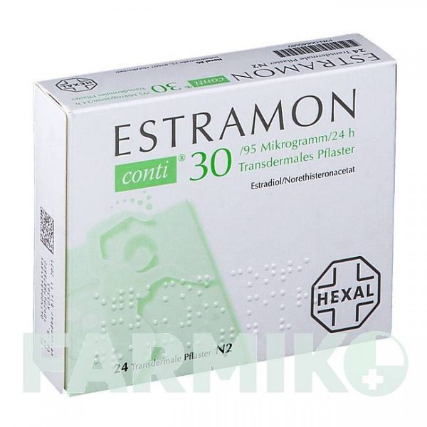 ЕСТРАМОН (ESTRAMON) 30/95 мкг/24 год пластир 24 шт - Норетистерон, Естроген HEXAL