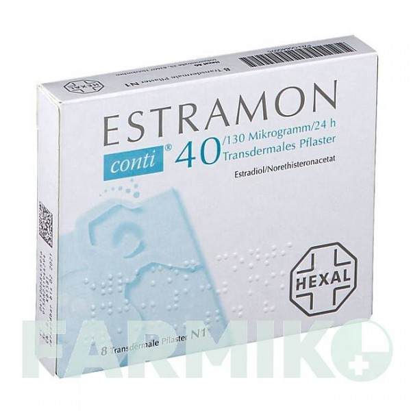 ЭСТРАМОН (ESTRAMON) 40/130 мкг/24 ч пластырь 8 шт - Норэтистерон, Эстроген HEXAL