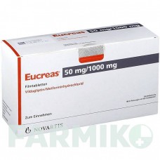 ЭУКРЕАС (EUCREAS) 50 мг/1000 мг таблетки 3x60 шт - Метформин, Вилдаглиптин NOVARTIS