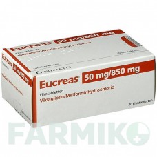 ЭУКРЕАС (EUCREAS) 50 мг/850 мг таблетки 30 шт - Метформин, Вилдаглиптин NOVARTIS