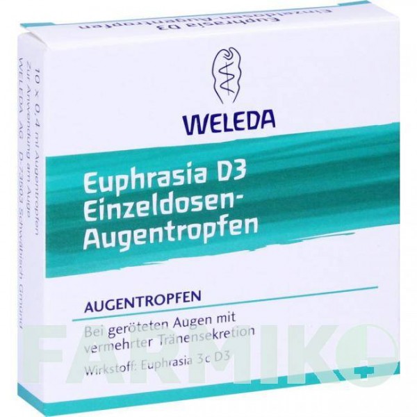 ЭУФРАЗИЯ (EUPHRASIA) D 3 глазные капли 10x0,4 мл - Гомеопатия WELEDA