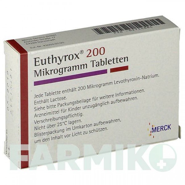 ЭУТИРОКС (EUTHYROX) 200 мкг таблетки 100 шт - Левотироксин MERCK HEALTHCARE