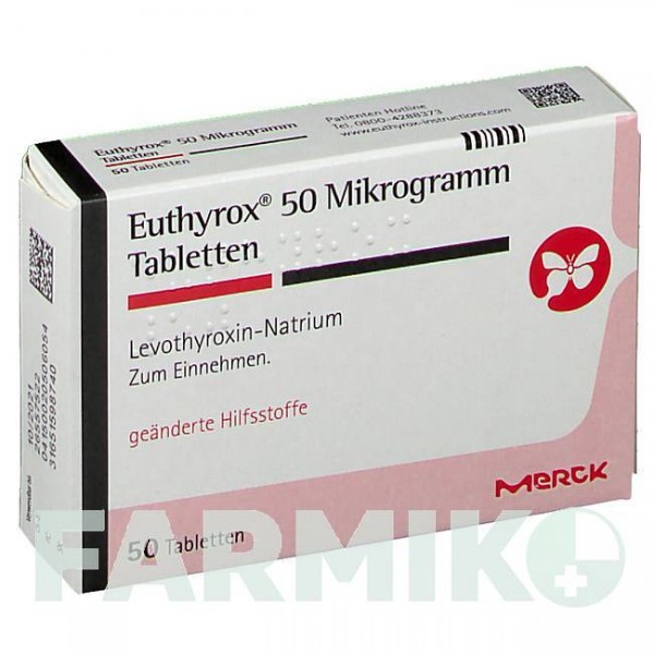 ЭУТИРОКС (EUTHYROX) 50 мкг таблетки 50 шт - Левотироксин MERCK HEALTHCARE