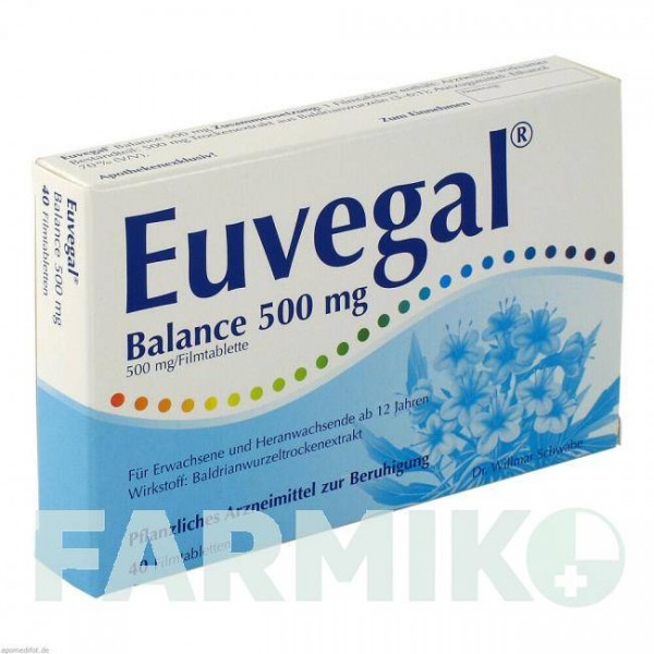 ЭВЕГАЛ (EUVEGAL) 500 мг таблетки 40 шт - Корень валерианы DR.WILLMAR SCHWABE