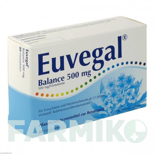 ЭВЕГАЛ (EUVEGAL) 500 мг таблетки 80 шт - Корень валерианы DR.WILLMAR SCHWABE