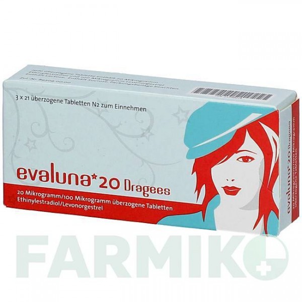 ЭВАЛУНА (EVALUNA) 20 таблетки 3x21 шт - Левоноргестрел, Этинилэстрадиол MEDA PHARMA
