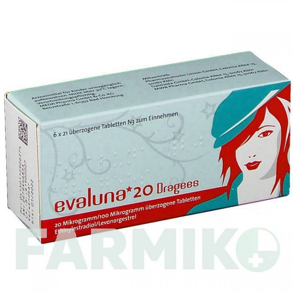 ЭВАЛУНА (EVALUNA) 20 таблетки 6x21 шт - Левоноргестрел, Этинилэстрадиол MEDA PHARMA
