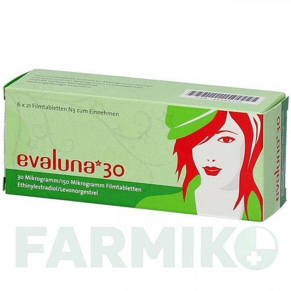ЭВАЛУНА (EVALUNA) 30 таблетки 6x21 шт - Левоноргестрел, Этинилэстрадиол MEDA PHARMA