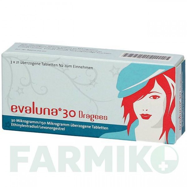 ЭВАЛУНА (EVALUNA) 30 таблетки 3x21 шт - Левоноргестрел, Этинилэстрадиол MEDA PHARMA