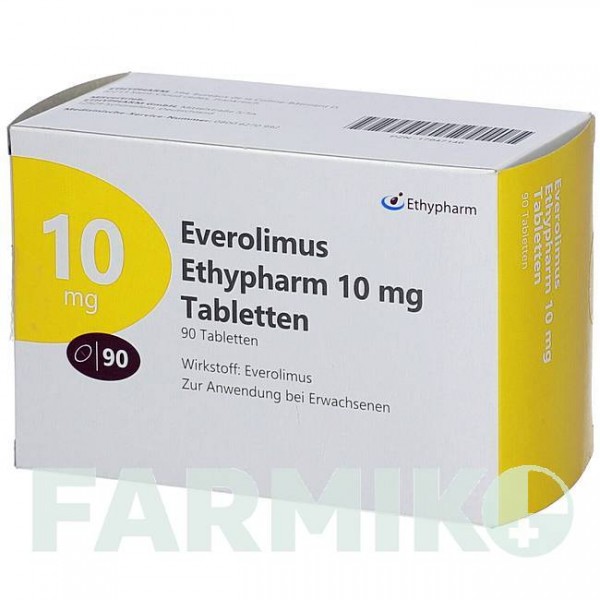 ЭВЕРОЛИМУС (EVEROLIMUS) 10 мг таблетки 30 шт - Эверолимус ETHYPHARM