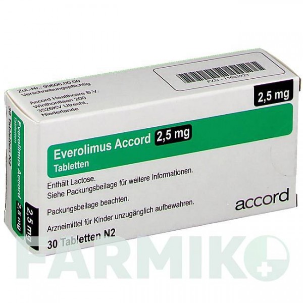 ЭВЕРОЛИМУС (EVEROLIMUS) 2,5 мг таблетки 30 шт - Эверолимус ACCORD HEALTHCARE