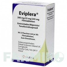 ЭВИПЛЕРА (EVIPLERA) 200 мг/25 мг/245 мг таблетки 30 шт - Эмтрицитабин, Тенофовир, Рилпивирин ABACUS MEDICINE