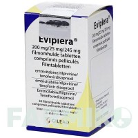 ЕВІПЛЕРА (EVIPLERA) 200 мг/25 мг/245 мг таблетки 30 шт - Емтрицитабін, Тенофовір, Рилпівірин CC PHARMA