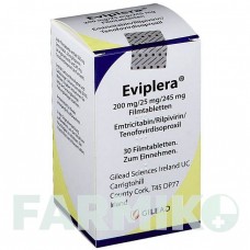 ЭВИПЛЕРА (EVIPLERA) 200 мг/25 мг/245 мг таблетки 30 шт - Эмтрицитабин, Тенофовир, Рилпивирин GILEAD SCIENCES