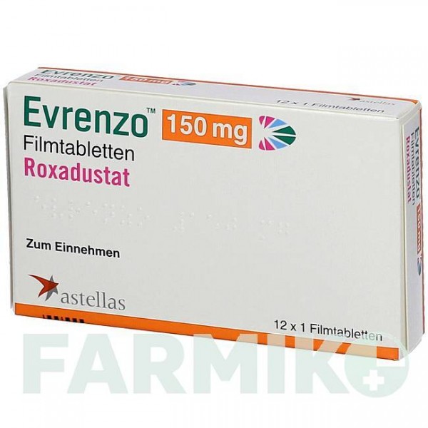 ЭВРЕНЗО (EVRENZO) 150 мг таблетки 12 шт - Роксадустат ASTELLAS PHARMA