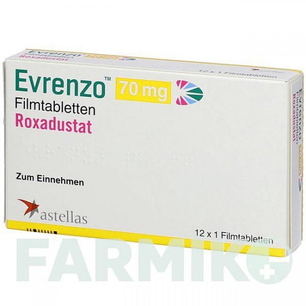ЭВРЕНЗО (EVRENZO) 70 мг таблетки 12 шт - Роксадустат ASTELLAS PHARMA