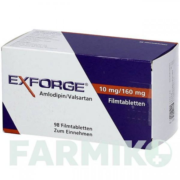 ЭКСФОРДЖ (EXFORGE) 10 мг/160 мг таблетки 98 шт - Валсартан, Амлодипин AXICORP PHARMA