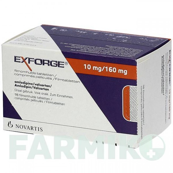 ЭКСФОРДЖ (EXFORGE) 10 мг/160 мг таблетки 98 шт - Валсартан, Амлодипин CC PHARMA