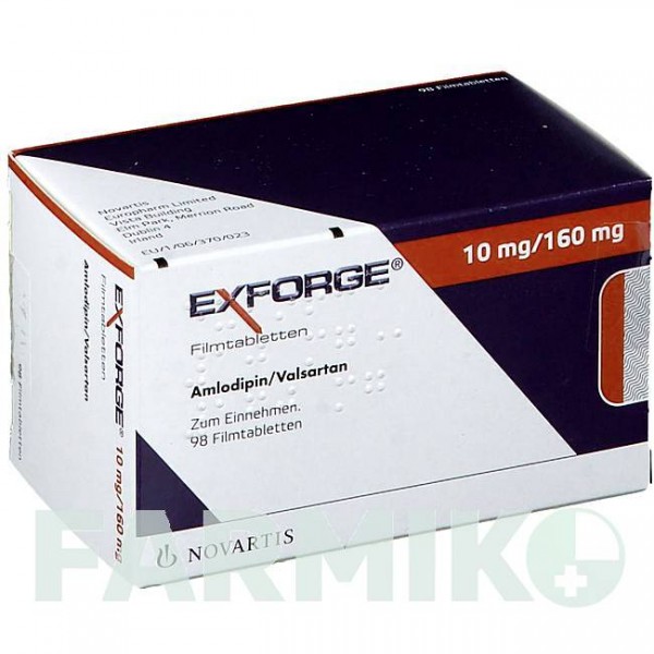 ЕКСФОРДЖ (EXFORGE) 10 мг/160 мг таблетки 98 шт - Валсартан, Амлодипін NOVARTIS
