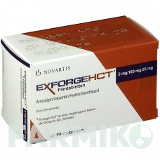 ЭКСФОРДЖ (EXFORGE) 5 мг/160 мг/25 мг таблетки 98 шт - Валсартан, Амлодипин, Гидрохлоротиазид KOHLPHARMA