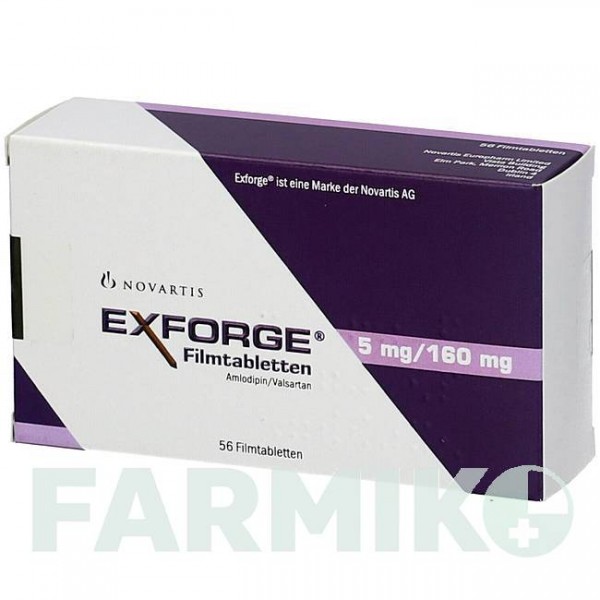 ЭКСФОРДЖ (EXFORGE) 5 мг/160 мг таблетки 56 шт - Валсартан, Амлодипин EMRA-MED