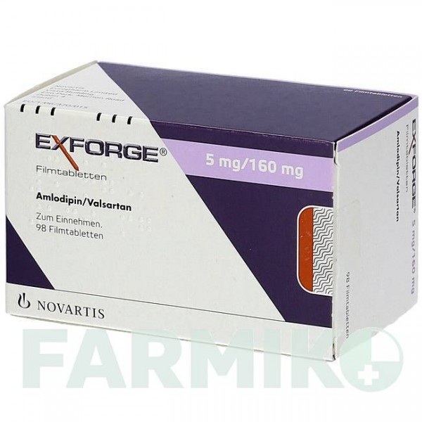ЭКСФОРДЖ (EXFORGE) 5 мг/160 мг таблетки 98 шт - Валсартан, Амлодипин NOVARTIS