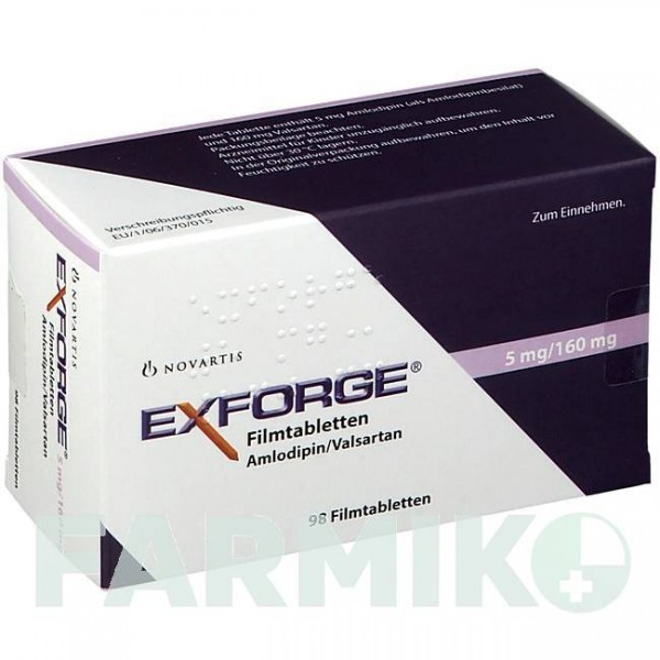 ЕКСФОРДЖ (EXFORGE) 5 мг/160 мг таблетки 98 шт - Валсартан, Амлодипін ORIFARM