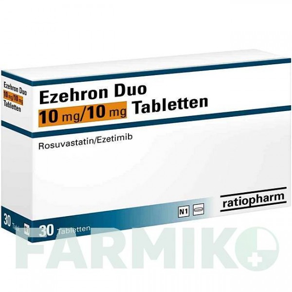 ЕЗЕХРОН (EZEHRON) 10 мг/10 мг таблетки 30 шт - Розувастатин, Езетиміб RATIOPHARM