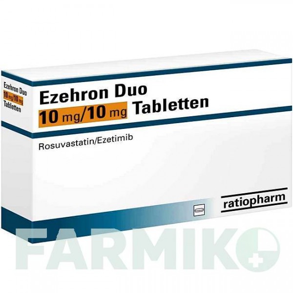 ЕЗЕХРОН (EZEHRON) 10 мг/10 мг таблетки 100 шт - Розувастатин, Езетиміб RATIOPHARM