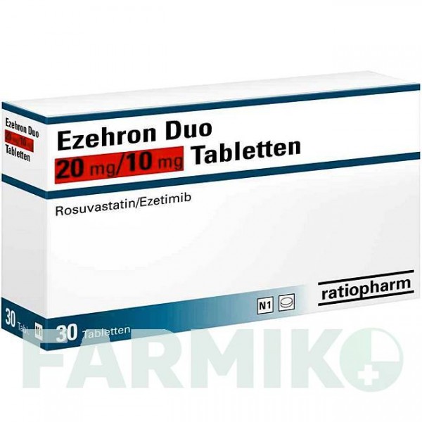 ЕЗЕХРОН (EZEHRON) 20 мг/10 мг таблетки 30 шт - Розувастатин, Езетиміб RATIOPHARM