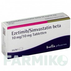 ЭЗЕТИМИБ (EZETIMIB) 10 мг/10 мг таблетки 30 шт - Симвастатин, Эзетимиб BETAPHARM