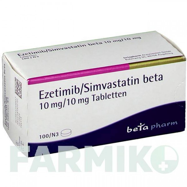 ЭЗЕТИМИБ (EZETIMIB) 10 мг/10 мг таблетки 100 шт - Симвастатин, Эзетимиб BETAPHARM
