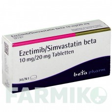 ЭЗЕТИМИБ (EZETIMIB) 10 мг/20 мг таблетки 30 шт - Симвастатин, Эзетимиб BETAPHARM