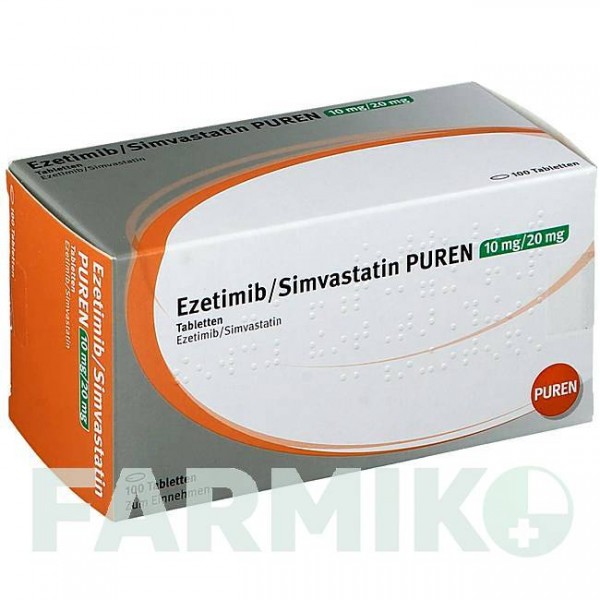 ЭЗЕТИМИБ (EZETIMIB) 10 мг/20 мг таблетки 100 шт - Симвастатин, Эзетимиб PUREN PHARMA