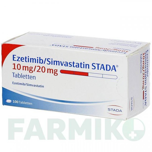 ЭЗЕТИМИБ (EZETIMIB) 10 мг/20 мг таблетки 100 шт - Симвастатин, Эзетимиб STADAPHARM