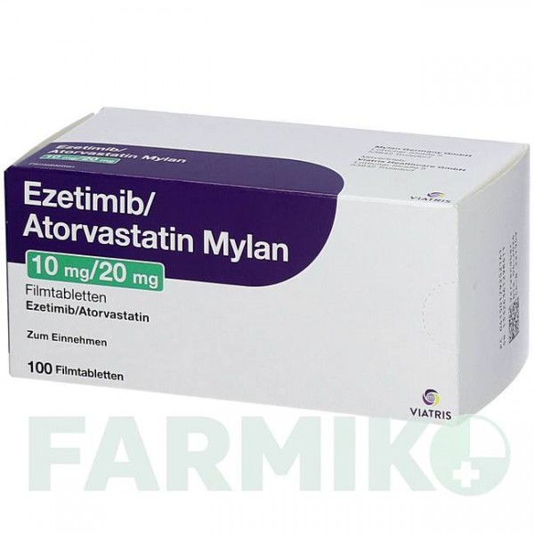 ЕЗЕТИМІБ (EZETIMIB) 10 мг/20 мг таблетки 100 шт - Аторвастатин, Езетиміб VIATRIS